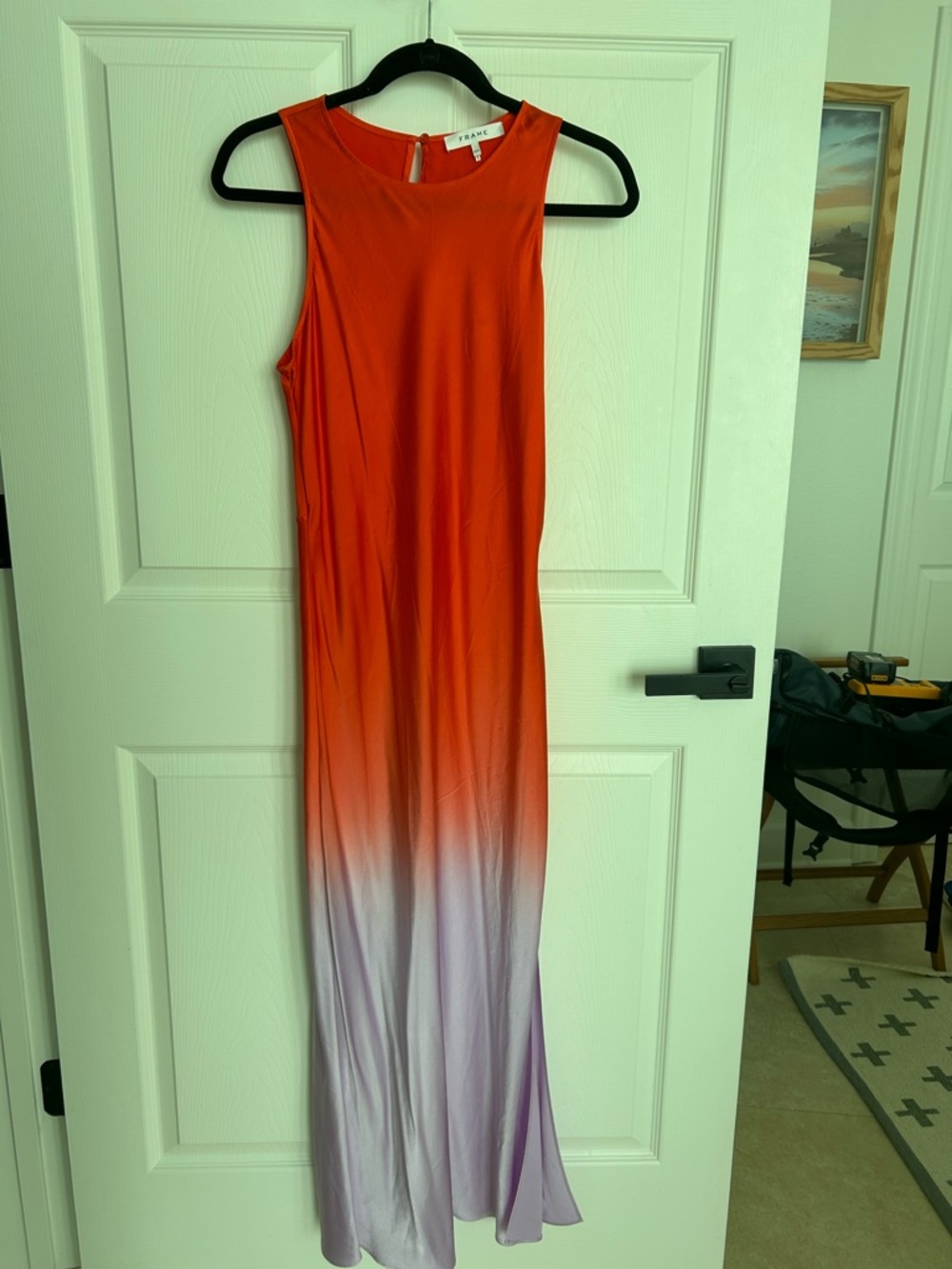 Frame Denim Sleeveless Ombre Maxi Dress in Orange to Lavender